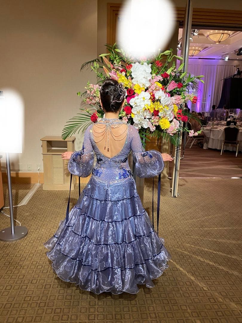 社交ダンスドレス　スタンダード　ブルーグレー